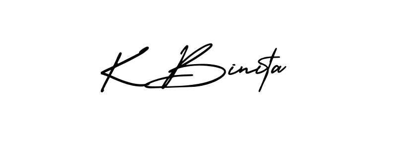 You should practise on your own different ways (AmerikaSignatureDemo-Regular) to write your name (K Binita) in signature. don't let someone else do it for you. K Binita signature style 3 images and pictures png