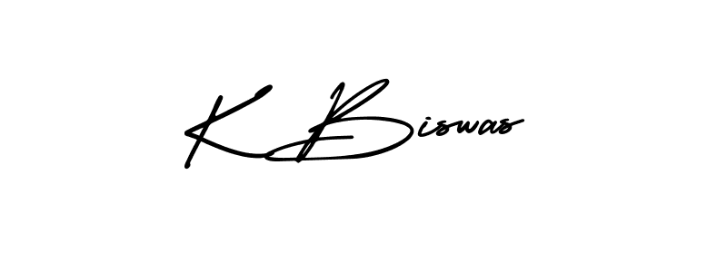 Use a signature maker to create a handwritten signature online. With this signature software, you can design (AmerikaSignatureDemo-Regular) your own signature for name K Biswas. K Biswas signature style 3 images and pictures png