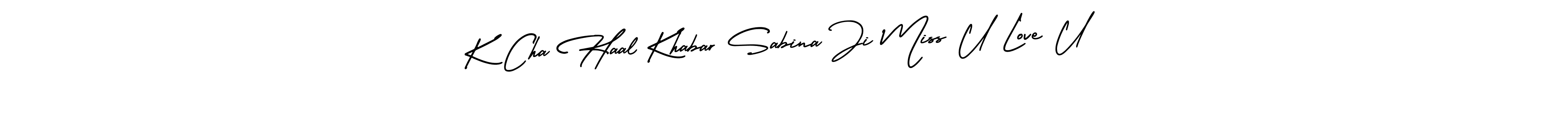 Use a signature maker to create a handwritten signature online. With this signature software, you can design (AmerikaSignatureDemo-Regular) your own signature for name K Cha Haal Khabar Sabina Ji Miss U Love U. K Cha Haal Khabar Sabina Ji Miss U Love U signature style 3 images and pictures png