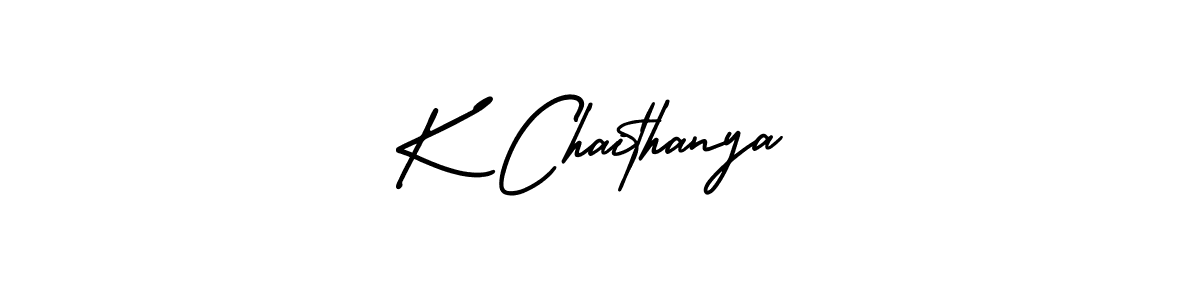 You should practise on your own different ways (AmerikaSignatureDemo-Regular) to write your name (K Chaithanya) in signature. don't let someone else do it for you. K Chaithanya signature style 3 images and pictures png