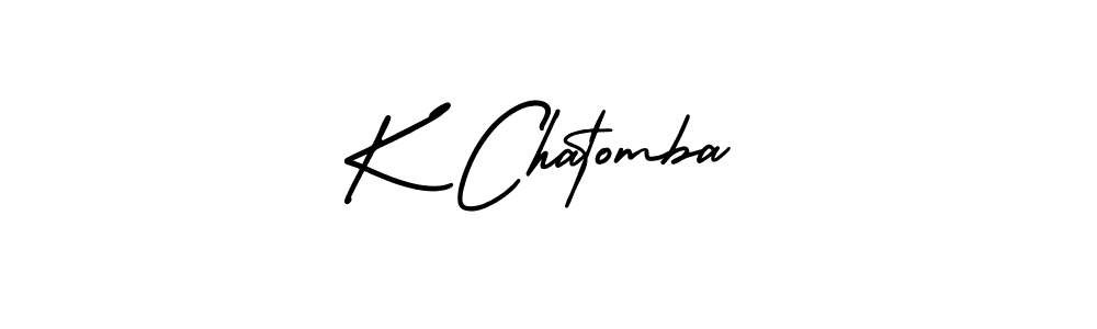 You should practise on your own different ways (AmerikaSignatureDemo-Regular) to write your name (K Chatomba) in signature. don't let someone else do it for you. K Chatomba signature style 3 images and pictures png