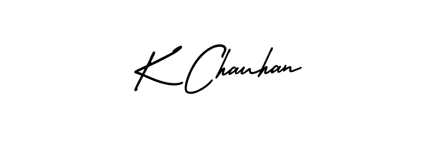 You should practise on your own different ways (AmerikaSignatureDemo-Regular) to write your name (K Chauhan) in signature. don't let someone else do it for you. K Chauhan signature style 3 images and pictures png