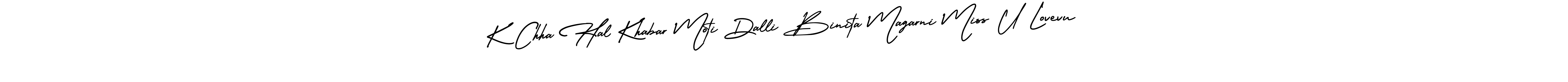 Similarly AmerikaSignatureDemo-Regular is the best handwritten signature design. Signature creator online .You can use it as an online autograph creator for name K Chha Hal Khabar Moti Dalli Binita Magarni Miss U Lovevu. K Chha Hal Khabar Moti Dalli Binita Magarni Miss U Lovevu signature style 3 images and pictures png