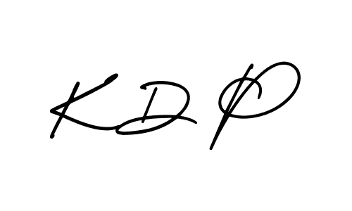 The best way (AmerikaSignatureDemo-Regular) to make a short signature is to pick only two or three words in your name. The name K D P include a total of six letters. For converting this name. K D P signature style 3 images and pictures png