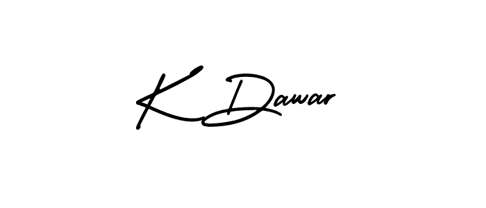 Use a signature maker to create a handwritten signature online. With this signature software, you can design (AmerikaSignatureDemo-Regular) your own signature for name K Dawar. K Dawar signature style 3 images and pictures png