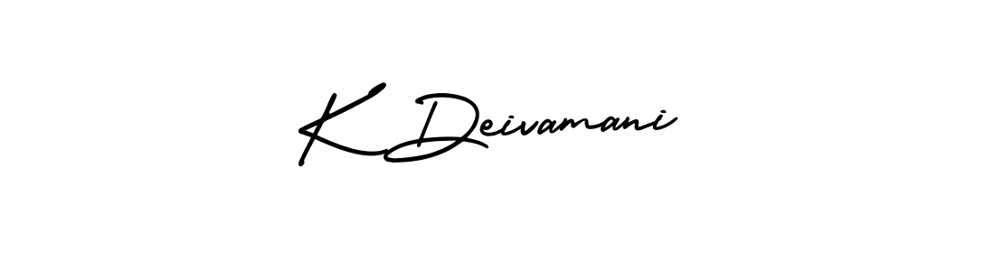 How to make K Deivamani name signature. Use AmerikaSignatureDemo-Regular style for creating short signs online. This is the latest handwritten sign. K Deivamani signature style 3 images and pictures png