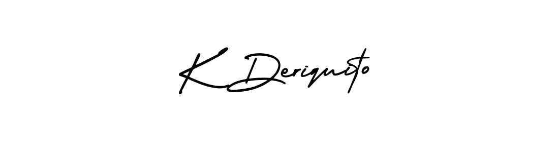 You should practise on your own different ways (AmerikaSignatureDemo-Regular) to write your name (K Deriquito) in signature. don't let someone else do it for you. K Deriquito signature style 3 images and pictures png