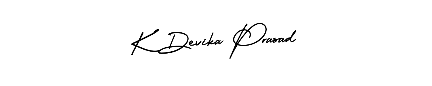 This is the best signature style for the K Devika Prasad name. Also you like these signature font (AmerikaSignatureDemo-Regular). Mix name signature. K Devika Prasad signature style 3 images and pictures png