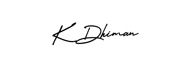 Make a beautiful signature design for name K Dhiman. With this signature (AmerikaSignatureDemo-Regular) style, you can create a handwritten signature for free. K Dhiman signature style 3 images and pictures png