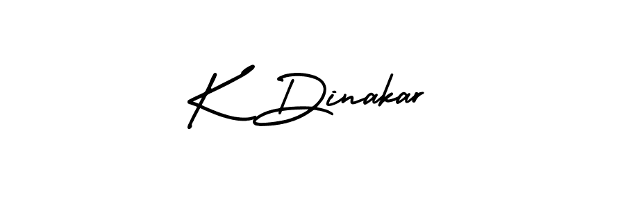 How to make K Dinakar name signature. Use AmerikaSignatureDemo-Regular style for creating short signs online. This is the latest handwritten sign. K Dinakar signature style 3 images and pictures png
