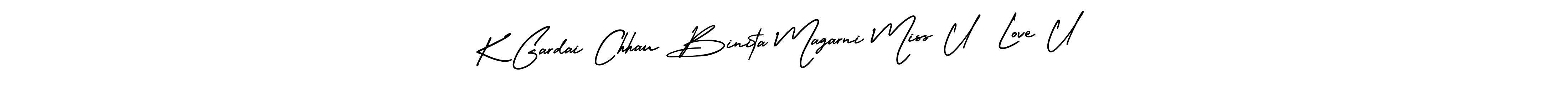 Similarly AmerikaSignatureDemo-Regular is the best handwritten signature design. Signature creator online .You can use it as an online autograph creator for name K Gardai Chhau Binita Magarni Miss U  Love U. K Gardai Chhau Binita Magarni Miss U  Love U signature style 3 images and pictures png