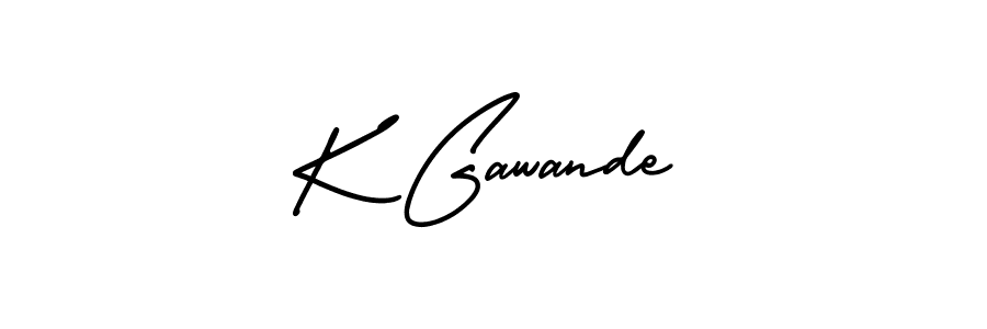 Make a beautiful signature design for name K Gawande. With this signature (AmerikaSignatureDemo-Regular) style, you can create a handwritten signature for free. K Gawande signature style 3 images and pictures png