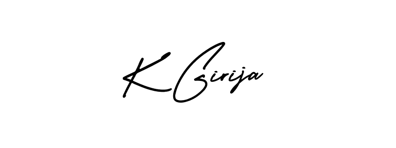 You should practise on your own different ways (AmerikaSignatureDemo-Regular) to write your name (K Girija) in signature. don't let someone else do it for you. K Girija signature style 3 images and pictures png