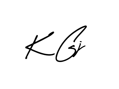 How to make K Gj name signature. Use AmerikaSignatureDemo-Regular style for creating short signs online. This is the latest handwritten sign. K Gj signature style 3 images and pictures png