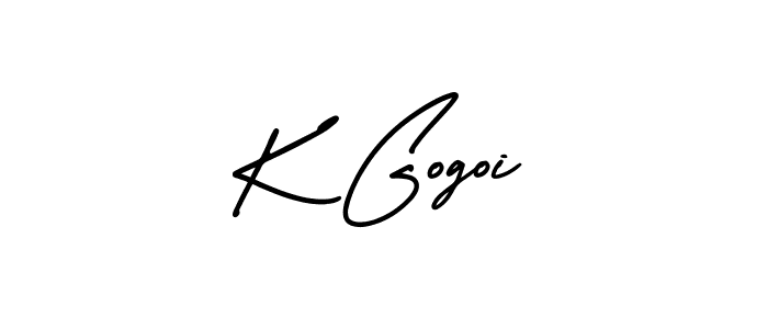 The best way (AmerikaSignatureDemo-Regular) to make a short signature is to pick only two or three words in your name. The name K Gogoi include a total of six letters. For converting this name. K Gogoi signature style 3 images and pictures png