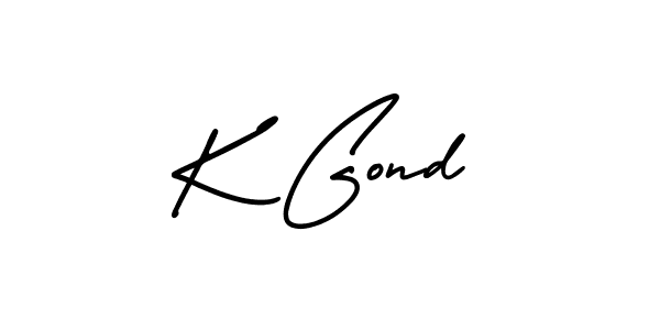 Make a beautiful signature design for name K Gond. With this signature (AmerikaSignatureDemo-Regular) style, you can create a handwritten signature for free. K Gond signature style 3 images and pictures png