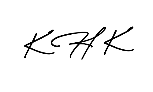The best way (AmerikaSignatureDemo-Regular) to make a short signature is to pick only two or three words in your name. The name K H K include a total of six letters. For converting this name. K H K signature style 3 images and pictures png