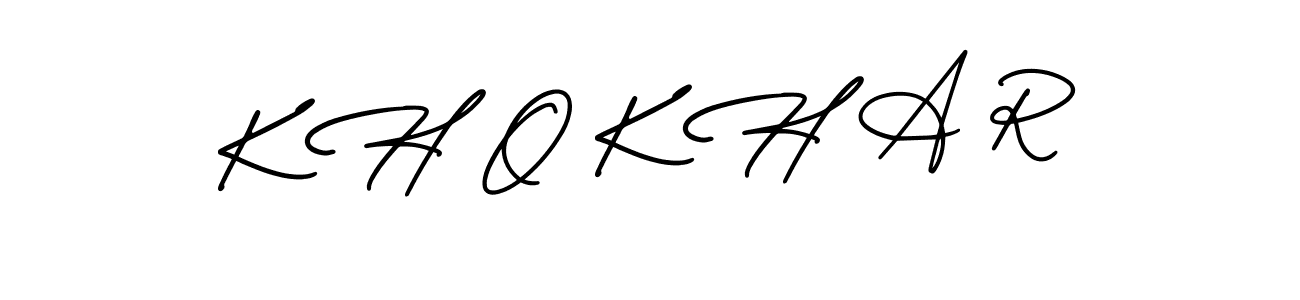 This is the best signature style for the K H O K H A R name. Also you like these signature font (AmerikaSignatureDemo-Regular). Mix name signature. K H O K H A R signature style 3 images and pictures png