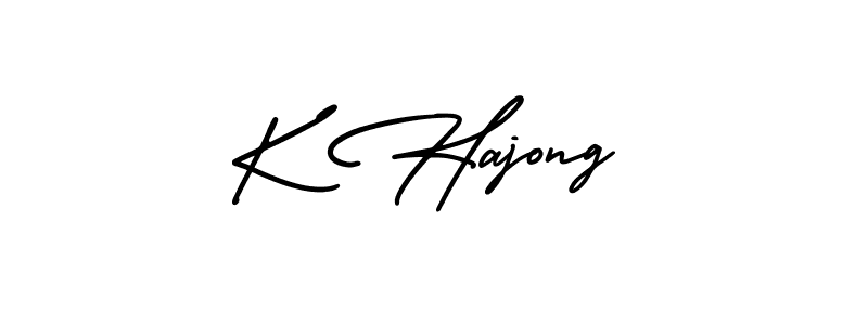 The best way (AmerikaSignatureDemo-Regular) to make a short signature is to pick only two or three words in your name. The name K Hajong include a total of six letters. For converting this name. K Hajong signature style 3 images and pictures png