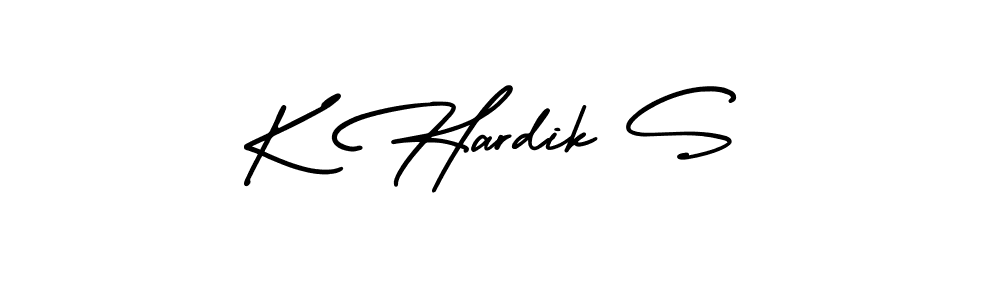 How to make K Hardik S name signature. Use AmerikaSignatureDemo-Regular style for creating short signs online. This is the latest handwritten sign. K Hardik S signature style 3 images and pictures png