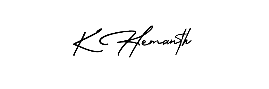 Design your own signature with our free online signature maker. With this signature software, you can create a handwritten (AmerikaSignatureDemo-Regular) signature for name K Hemanth. K Hemanth signature style 3 images and pictures png