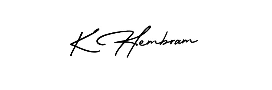 Also we have K Hembram name is the best signature style. Create professional handwritten signature collection using AmerikaSignatureDemo-Regular autograph style. K Hembram signature style 3 images and pictures png