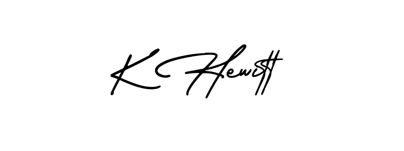 You should practise on your own different ways (AmerikaSignatureDemo-Regular) to write your name (K Hewitt) in signature. don't let someone else do it for you. K Hewitt signature style 3 images and pictures png