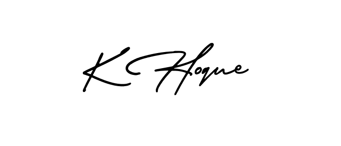 Use a signature maker to create a handwritten signature online. With this signature software, you can design (AmerikaSignatureDemo-Regular) your own signature for name K Hoque. K Hoque signature style 3 images and pictures png