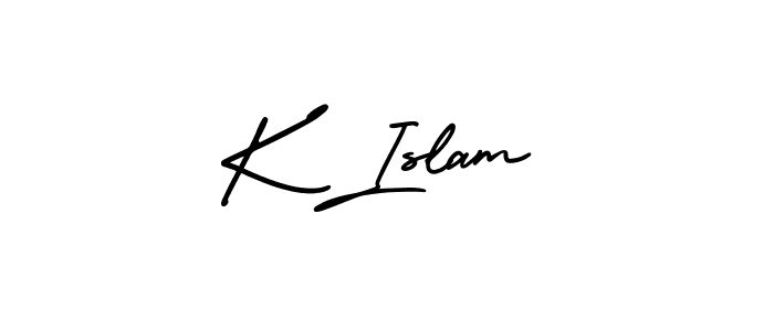 How to make K Islam name signature. Use AmerikaSignatureDemo-Regular style for creating short signs online. This is the latest handwritten sign. K Islam signature style 3 images and pictures png