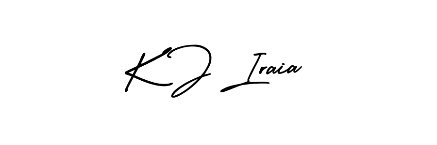 Design your own signature with our free online signature maker. With this signature software, you can create a handwritten (AmerikaSignatureDemo-Regular) signature for name K J Iraia. K J Iraia signature style 3 images and pictures png