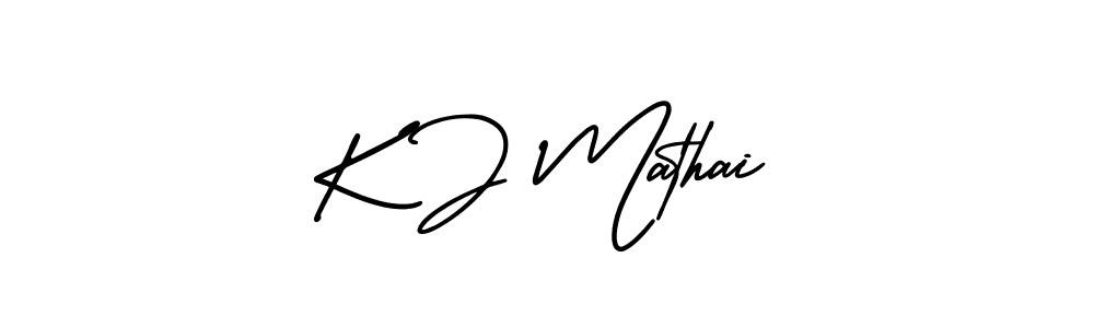 The best way (AmerikaSignatureDemo-Regular) to make a short signature is to pick only two or three words in your name. The name K J Mathai include a total of six letters. For converting this name. K J Mathai signature style 3 images and pictures png