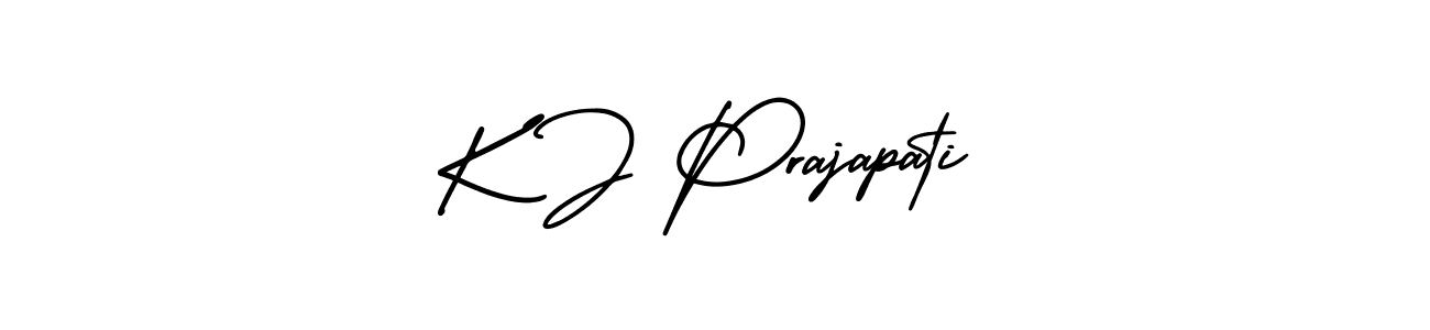 This is the best signature style for the K J Prajapati name. Also you like these signature font (AmerikaSignatureDemo-Regular). Mix name signature. K J Prajapati signature style 3 images and pictures png