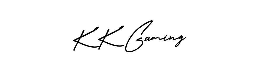 How to make K K Gaming name signature. Use AmerikaSignatureDemo-Regular style for creating short signs online. This is the latest handwritten sign. K K Gaming signature style 3 images and pictures png