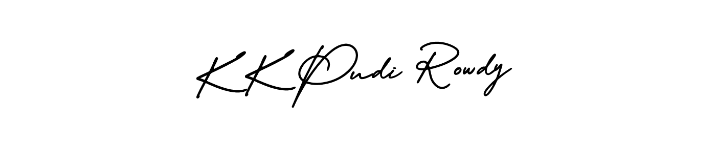 How to make K K Pudi Rowdy name signature. Use AmerikaSignatureDemo-Regular style for creating short signs online. This is the latest handwritten sign. K K Pudi Rowdy signature style 3 images and pictures png