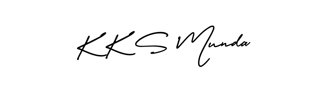 How to make K K S Munda name signature. Use AmerikaSignatureDemo-Regular style for creating short signs online. This is the latest handwritten sign. K K S Munda signature style 3 images and pictures png
