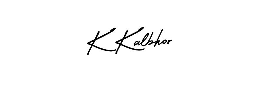The best way (AmerikaSignatureDemo-Regular) to make a short signature is to pick only two or three words in your name. The name K Kalbhor include a total of six letters. For converting this name. K Kalbhor signature style 3 images and pictures png