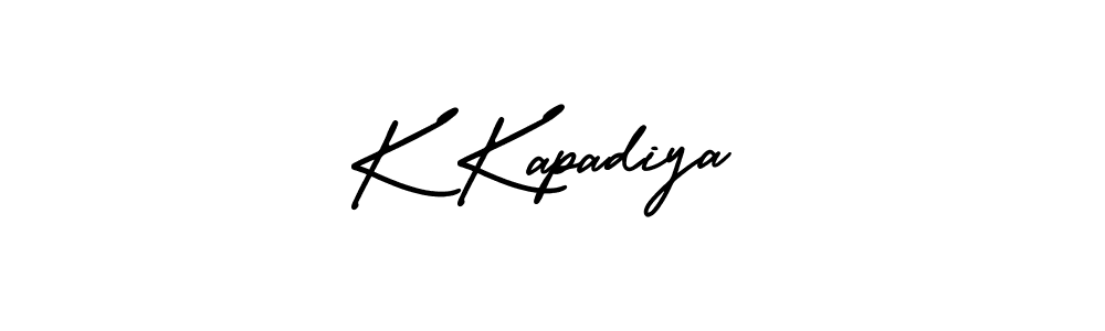 This is the best signature style for the K Kapadiya name. Also you like these signature font (AmerikaSignatureDemo-Regular). Mix name signature. K Kapadiya signature style 3 images and pictures png