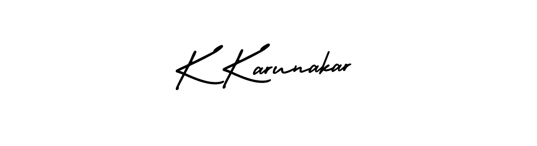 You should practise on your own different ways (AmerikaSignatureDemo-Regular) to write your name (K Karunakar) in signature. don't let someone else do it for you. K Karunakar signature style 3 images and pictures png