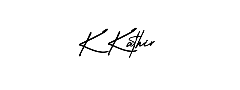 Use a signature maker to create a handwritten signature online. With this signature software, you can design (AmerikaSignatureDemo-Regular) your own signature for name K Kathir. K Kathir signature style 3 images and pictures png
