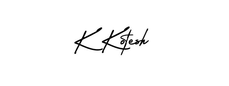 How to make K Kotesh name signature. Use AmerikaSignatureDemo-Regular style for creating short signs online. This is the latest handwritten sign. K Kotesh signature style 3 images and pictures png