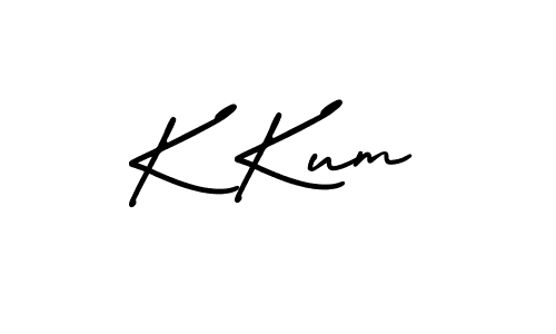 How to make K Kum name signature. Use AmerikaSignatureDemo-Regular style for creating short signs online. This is the latest handwritten sign. K Kum signature style 3 images and pictures png
