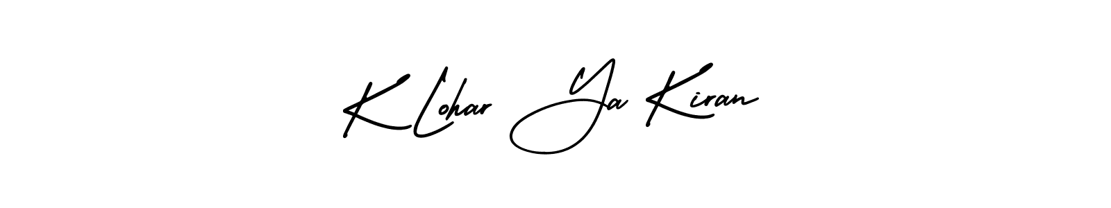The best way (AmerikaSignatureDemo-Regular) to make a short signature is to pick only two or three words in your name. The name K Lohar Ya Kiran include a total of six letters. For converting this name. K Lohar Ya Kiran signature style 3 images and pictures png