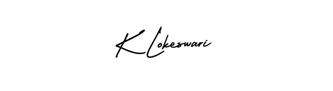 The best way (AmerikaSignatureDemo-Regular) to make a short signature is to pick only two or three words in your name. The name K Lokeswari include a total of six letters. For converting this name. K Lokeswari signature style 3 images and pictures png