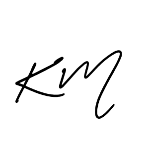 Design your own signature with our free online signature maker. With this signature software, you can create a handwritten (AmerikaSignatureDemo-Regular) signature for name K M. K M signature style 3 images and pictures png
