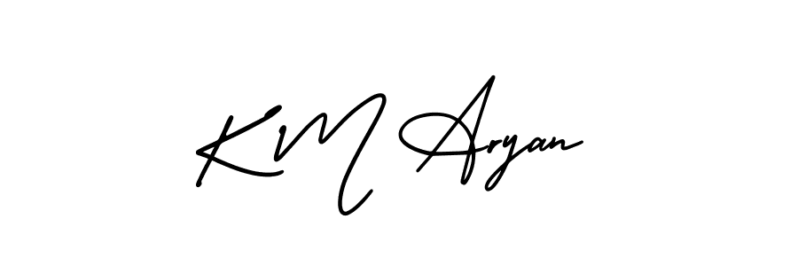 Design your own signature with our free online signature maker. With this signature software, you can create a handwritten (AmerikaSignatureDemo-Regular) signature for name K M Aryan. K M Aryan signature style 3 images and pictures png