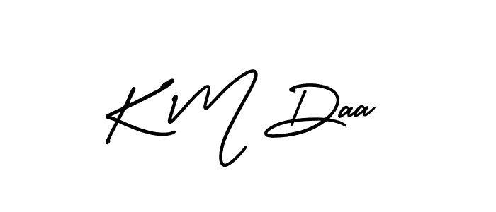 The best way (AmerikaSignatureDemo-Regular) to make a short signature is to pick only two or three words in your name. The name K M Daa include a total of six letters. For converting this name. K M Daa signature style 3 images and pictures png