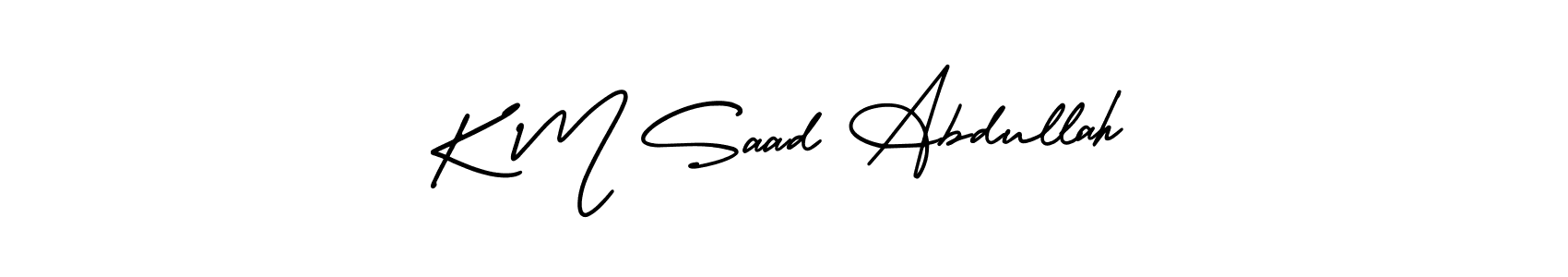 The best way (AmerikaSignatureDemo-Regular) to make a short signature is to pick only two or three words in your name. The name K M Saad Abdullah include a total of six letters. For converting this name. K M Saad Abdullah signature style 3 images and pictures png