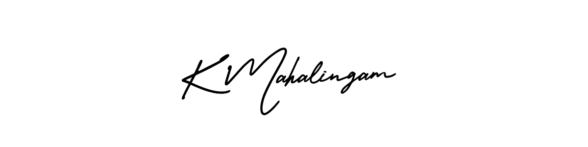 How to make K Mahalingam name signature. Use AmerikaSignatureDemo-Regular style for creating short signs online. This is the latest handwritten sign. K Mahalingam signature style 3 images and pictures png