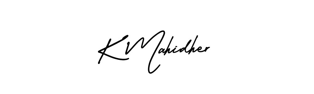 The best way (AmerikaSignatureDemo-Regular) to make a short signature is to pick only two or three words in your name. The name K Mahidher include a total of six letters. For converting this name. K Mahidher signature style 3 images and pictures png