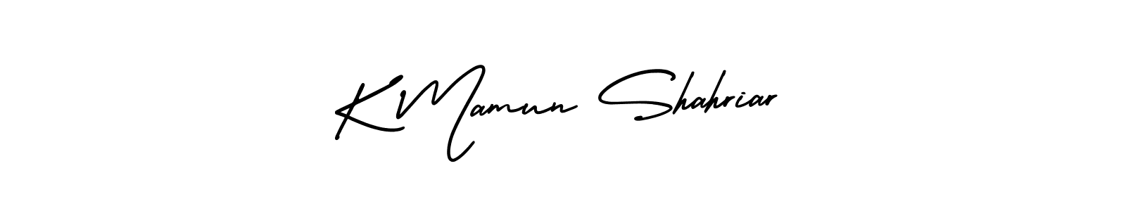 AmerikaSignatureDemo-Regular is a professional signature style that is perfect for those who want to add a touch of class to their signature. It is also a great choice for those who want to make their signature more unique. Get K Mamun Shahriar name to fancy signature for free. K Mamun Shahriar signature style 3 images and pictures png